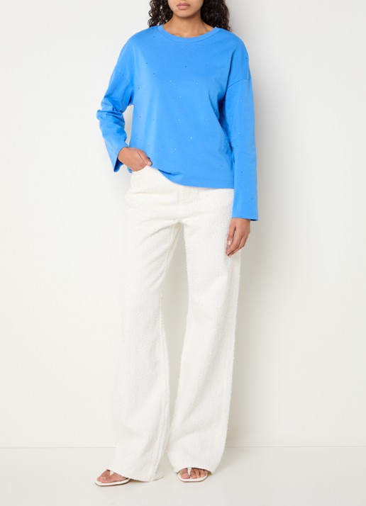 Fabienne Chapot Phileine longsleeve met strass - voorkant 3 blauw
