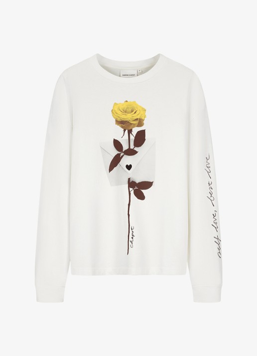 Fabienne Chapot Phileine Rose longsleeve met print - voorkant gebroken wit