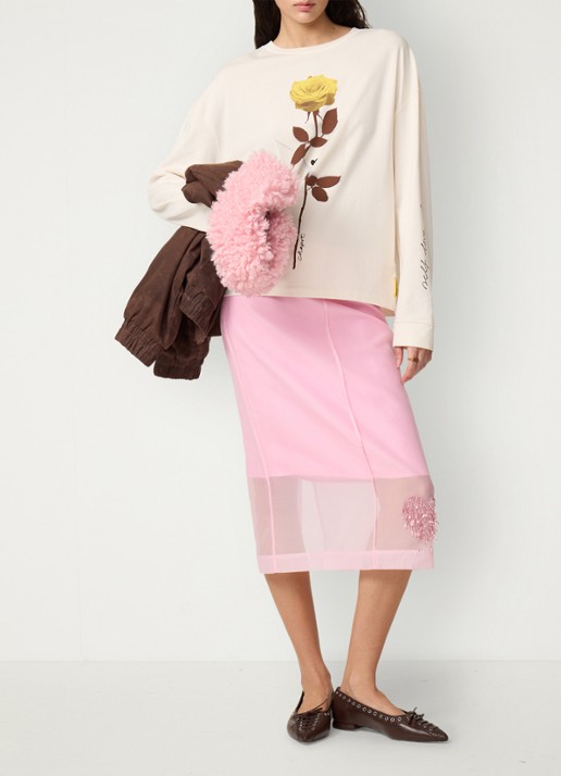 Fabienne Chapot Phileine Rose longsleeve met print - voorkant 2 gebroken wit