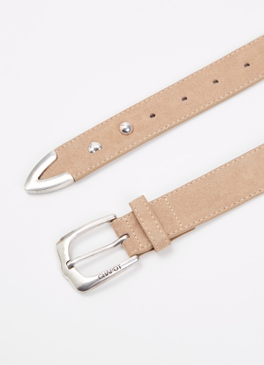 Fabienne Chapot Play Of Studs riem van suède met studs - detail lichtbruin