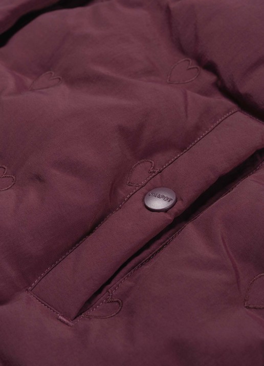 Fabienne Chapot Pomme longline pufferjas met steekzakken - detail 3 bordeauxrood