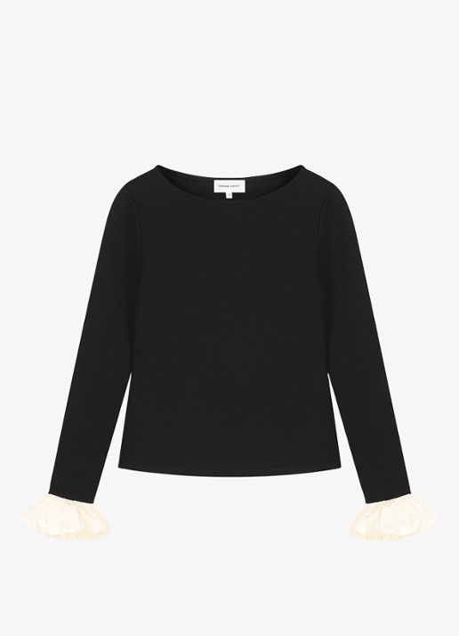 Fabienne Chapot Pop top met boothals  - voorkant 2 zwart