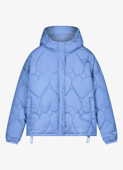 Fabienne Chapot Prisca puffer met capuchon en steekzakken  - voorkant 4 blauw
