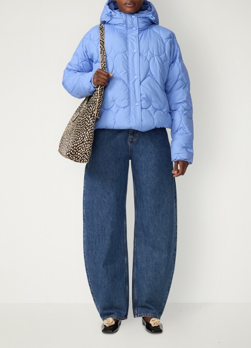 Fabienne Chapot Prisca puffer met capuchon en steekzakken  - voorkant 5 blauw