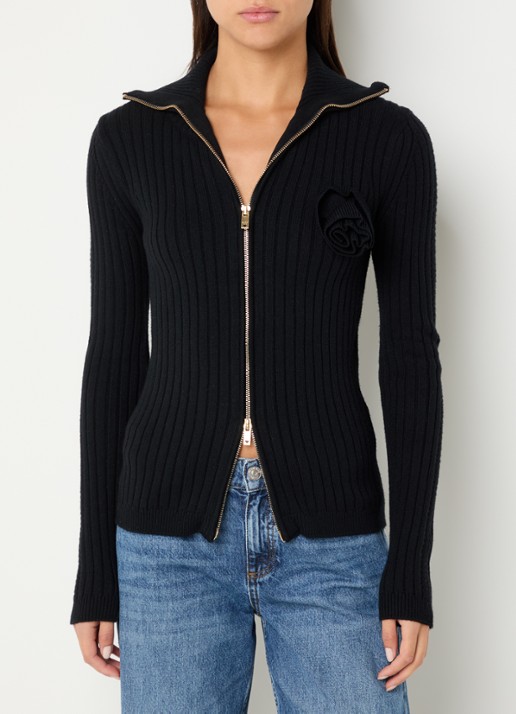 Fabienne Chapot Ribgebreid vest met opstaande kraag