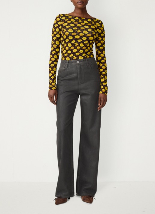 Fabienne Chapot Roe top met bloemenprint - voorkant 5 geel