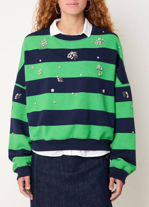 Fabienne Chapot Ronny sweater met streepprint en strass