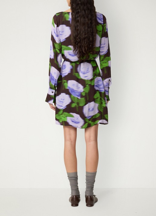 Fabienne Chapot Rosa midi tuniekjurk met bloemprint - achterkant paars