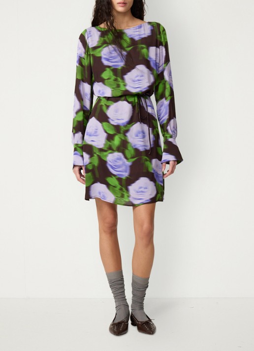 Fabienne Chapot Rosa midi tuniekjurk met bloemprint - voorkant 3 paars