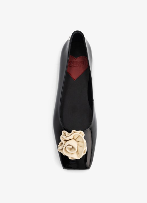 Fabienne Chapot Rose ballerina van leer - achterkant 2 zwart