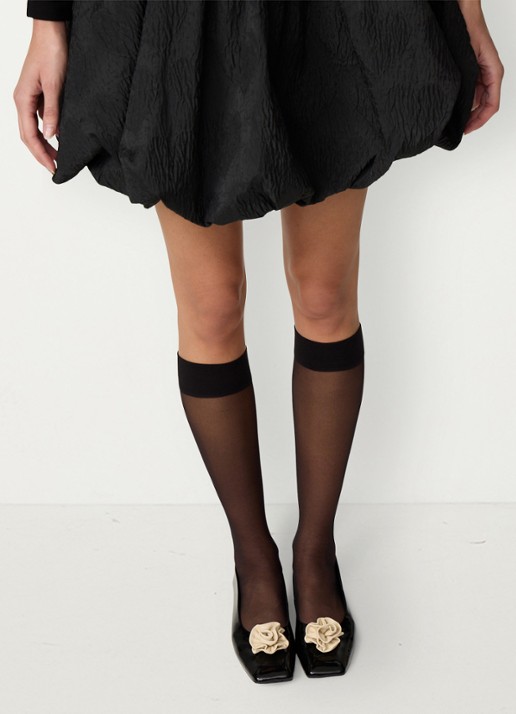 Fabienne Chapot Rose ballerina van leer - voorkant 4 zwart