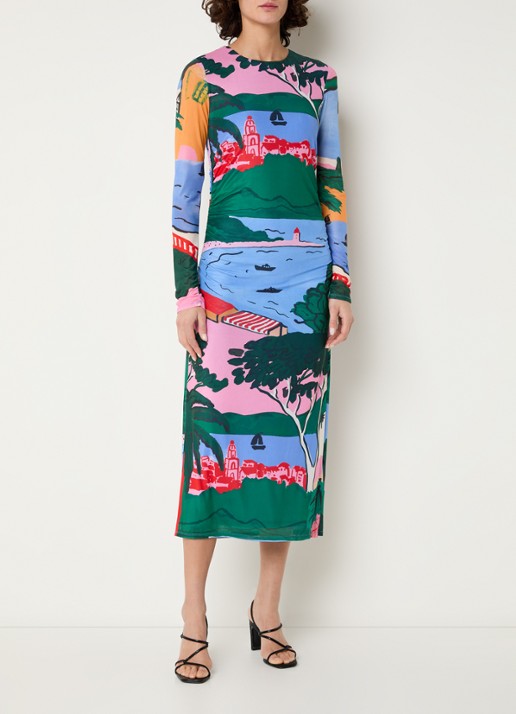 Fabienne Chapot Samara midi jurk van mesh met print