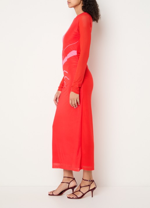 Fabienne Chapot Sionara maxi jurk met print - voorkant 4 rood