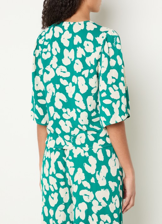 Fabienne Chapot Starlet blouse met print - achterkant 4 groen