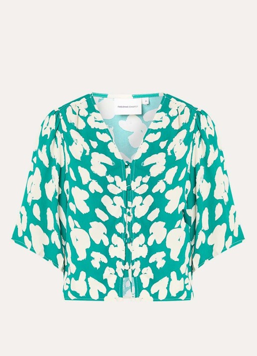 Fabienne Chapot Starlet blouse met print - voorkant groen