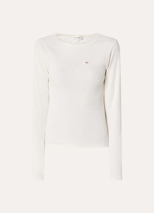 Fabienne Chapot Tanja longsleeve met ribstructuur - voorkant gebroken wit