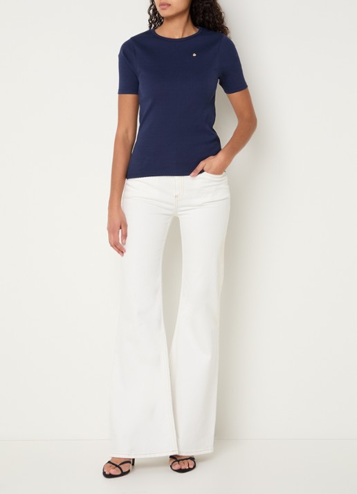 Fabienne Chapot Tanja T-shirt met ribstructuur - voorkant 2 donkerblauw