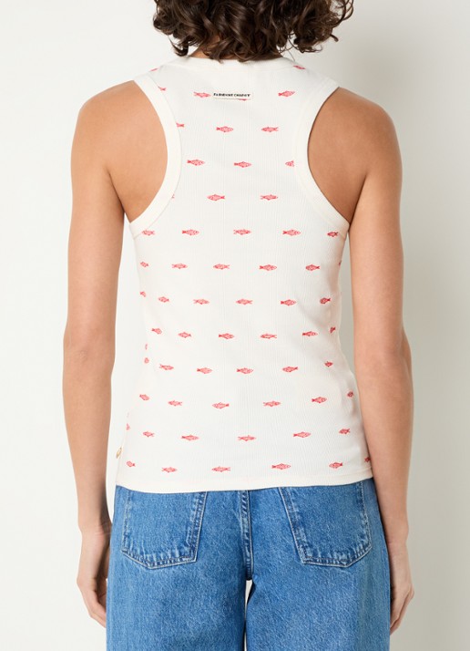 Fabienne Chapot Tanja tanktop met ribstructuur en borduring - achterkant 4 gebroken wit