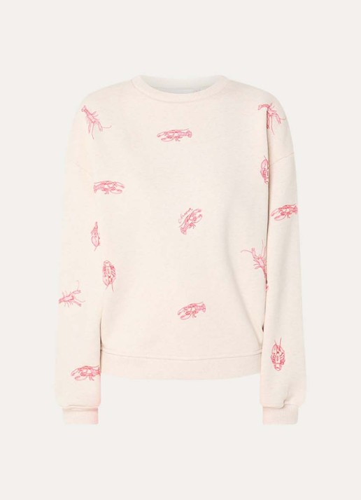 Fabienne Chapot Terry sweater met borduring - voorkant beige