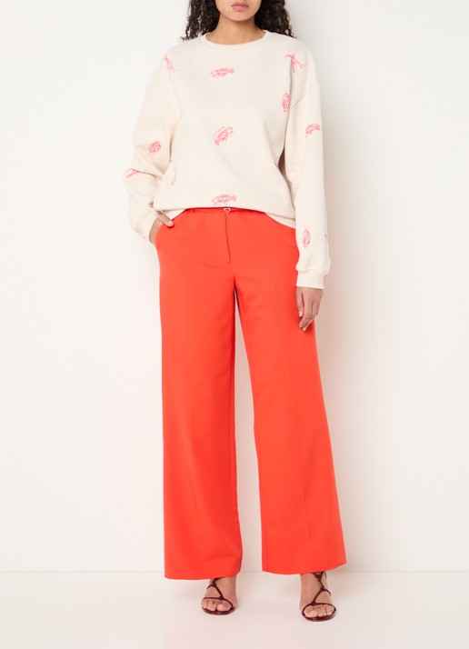 Fabienne Chapot Terry sweater met borduring - voorkant 2 beige