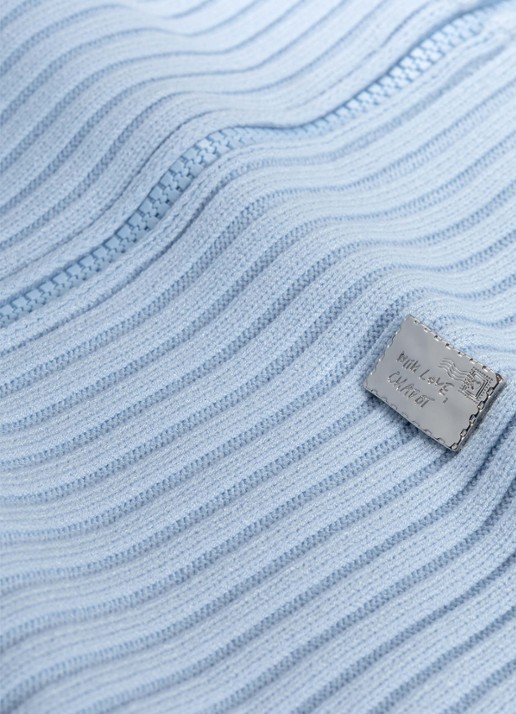 Fabienne Chapot Tess ribgebreid vest met kraag - detail 2 lichtblauw