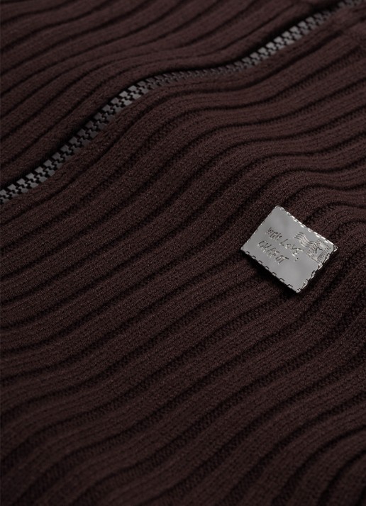 Fabienne Chapot Tess ribgebreid vest - detail 2 donkerbruin