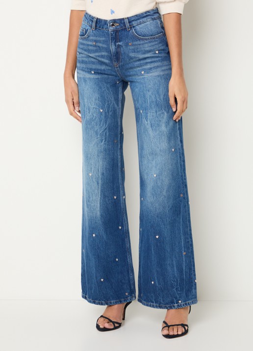 Fabienne Chapot Thea high waist wide fit jeans met borduring