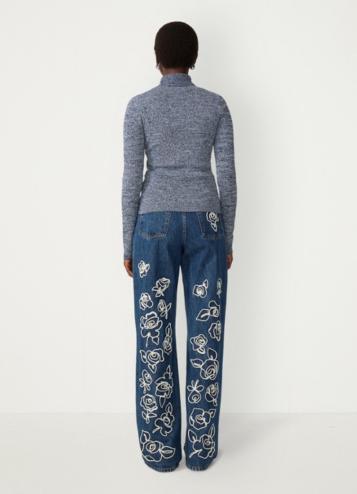 Fabienne Chapot Tilda fijngebreid vest met kraag - achterkant donkerblauw