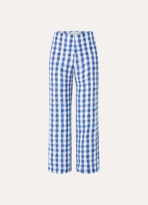 Fabienne Chapot Tropez high waist loose fit broek in linnenblend - voorkant 2 blauw