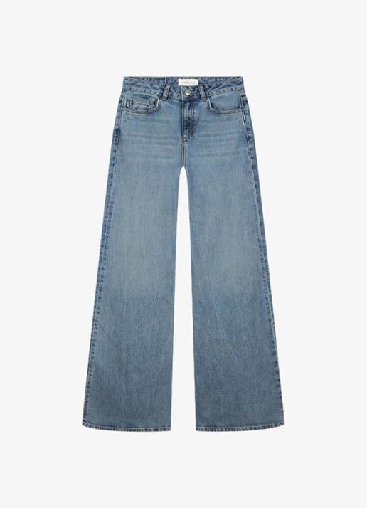 Fabienne Chapot Vic high waist bootcut jeans met steekzakken - voorkant indigo