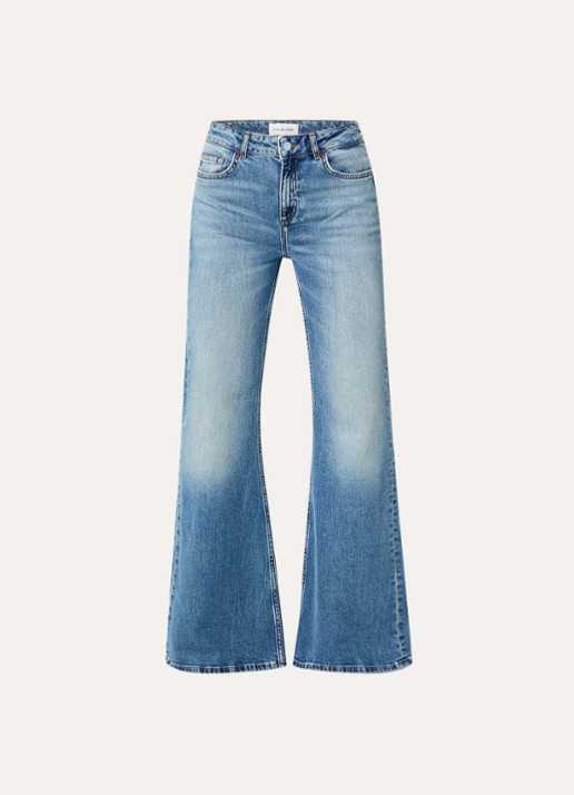 Fabienne Chapot Vic high waist flared jeans met medium wassing - voorkant indigo