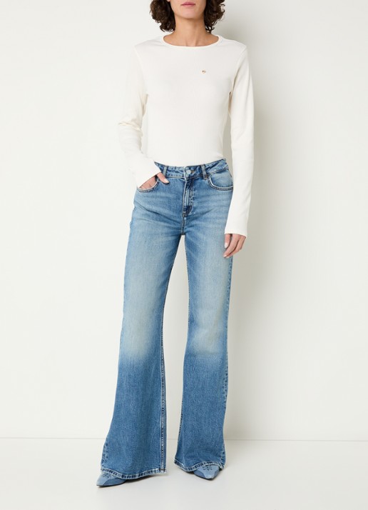 Fabienne Chapot Vic high waist flared jeans met medium wassing - voorkant 2 indigo