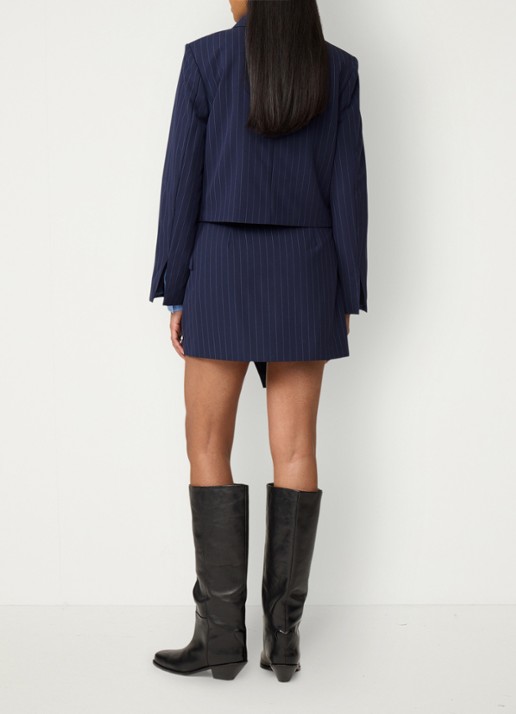 Fabienne Chapot Vito blazer met krijtstreep - achterkant 8 donkerblauw