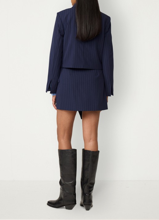 Fabienne Chapot Vito blazer met krijtstreep - achterkant 9 donkerblauw