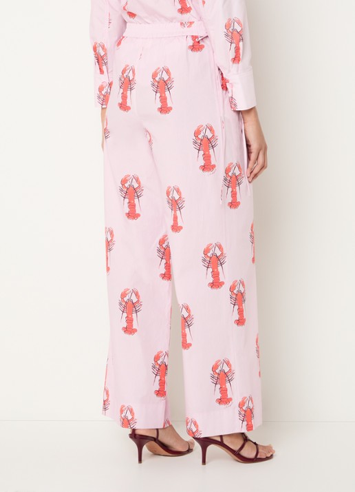 Fabienne Chapot Vivien high waist wide fit pantalon met print - achterkant roze