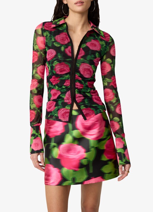 Fabienne Chapot Yanna blouse van mesh met bloemenprint