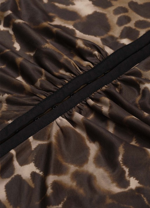 Fabienne Chapot Yanna semi transparante blouse met dierenprint - detail 5 bruin