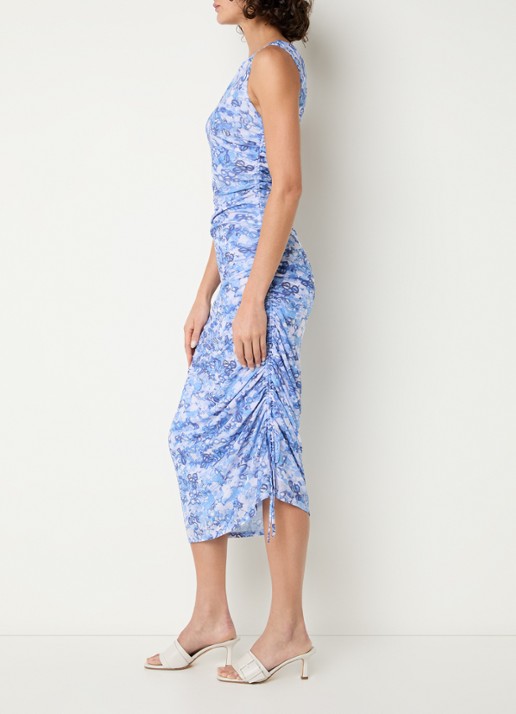 Fabienne Chapot Zina midi jurk van mesh met plooidetail - voorkant 4 blauw