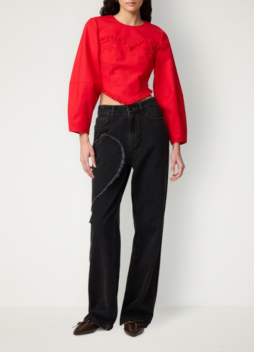 Fabienne Chapot Zoe high waist boyfriend jeans - voorkant 3 donkergrijs