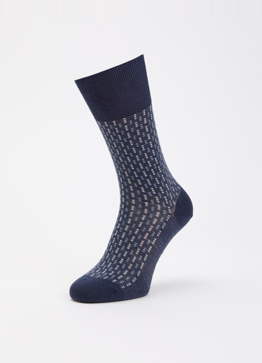 Falke Airport sokken in scheerwolblend - detail 3 blauw