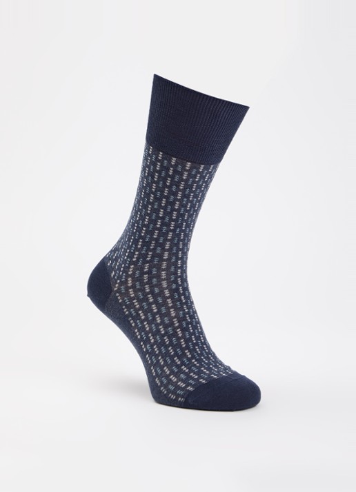 Falke Airport sokken in scheerwolblend - voorkant blauw