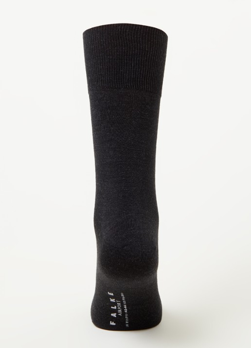 Falke Airport sokken in wolblend in 3-pack - voorkant 2 antraciet