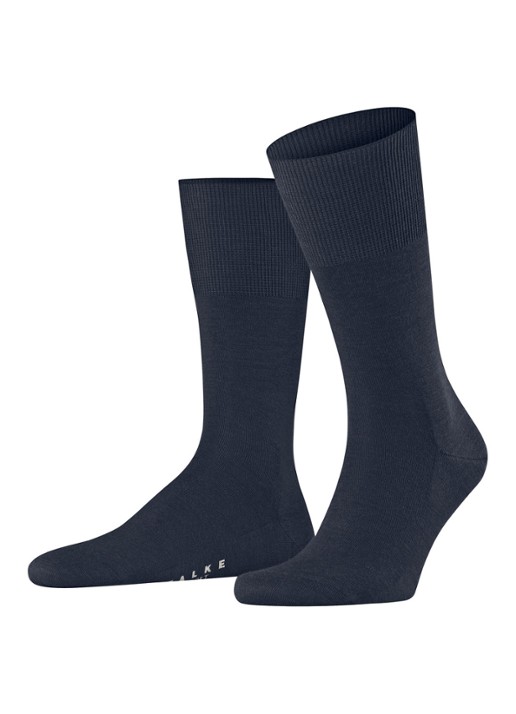 Falke Airport sokken in wolblend - voorkant 6 donkerblauw