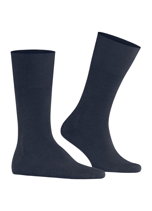 Falke Airport sokken in wolblend - voorkant 7 donkerblauw