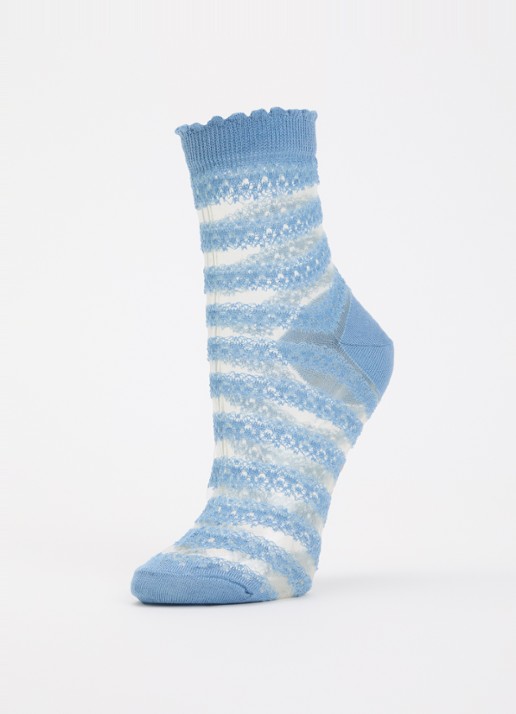 Falke Border Lace sokken in katoenblend - detail blauw