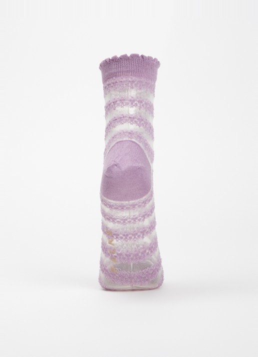 Falke Border Lace sokken in katoenblend - voorkant 2 lila