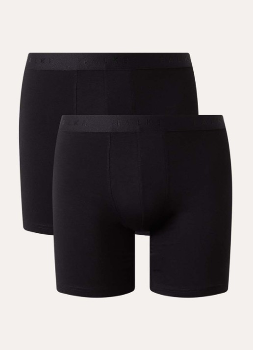 Falke Boxershorts met logoband in 2-pack - voorkant 2 zwart