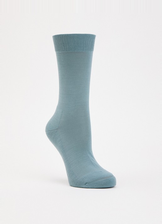 Falke Clima Cool sokken in wolblend  - voorkant blauwgrijs