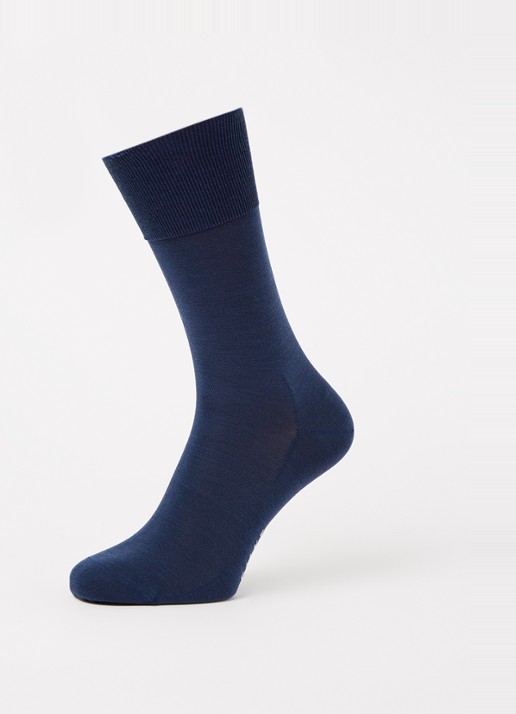 Falke Climawool sokken in scheerwolblend - detail 3 royalblauw