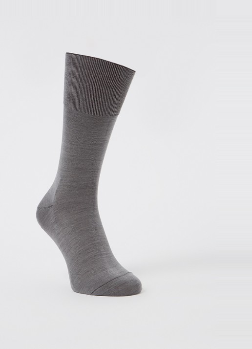 Falke Climawool sokken in scheerwolblend - voorkant 2 grijsmele